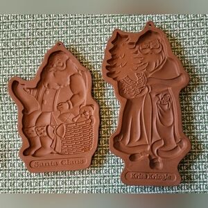 Set of 2 VTG Longaberger Pottery Cookie Candy Molds Christmas 1991, 1992 Santa